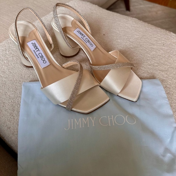 Jimmy Choo Plum 85MM Satin Bridal Sandals - Picture 4 of 9